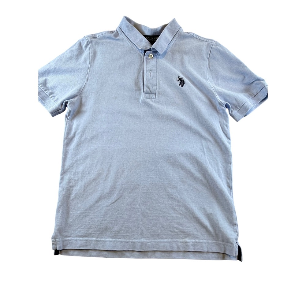 US Polo Assn Boys Light Blue Short Sleeve Pique Polo Shirt Size L 10-12